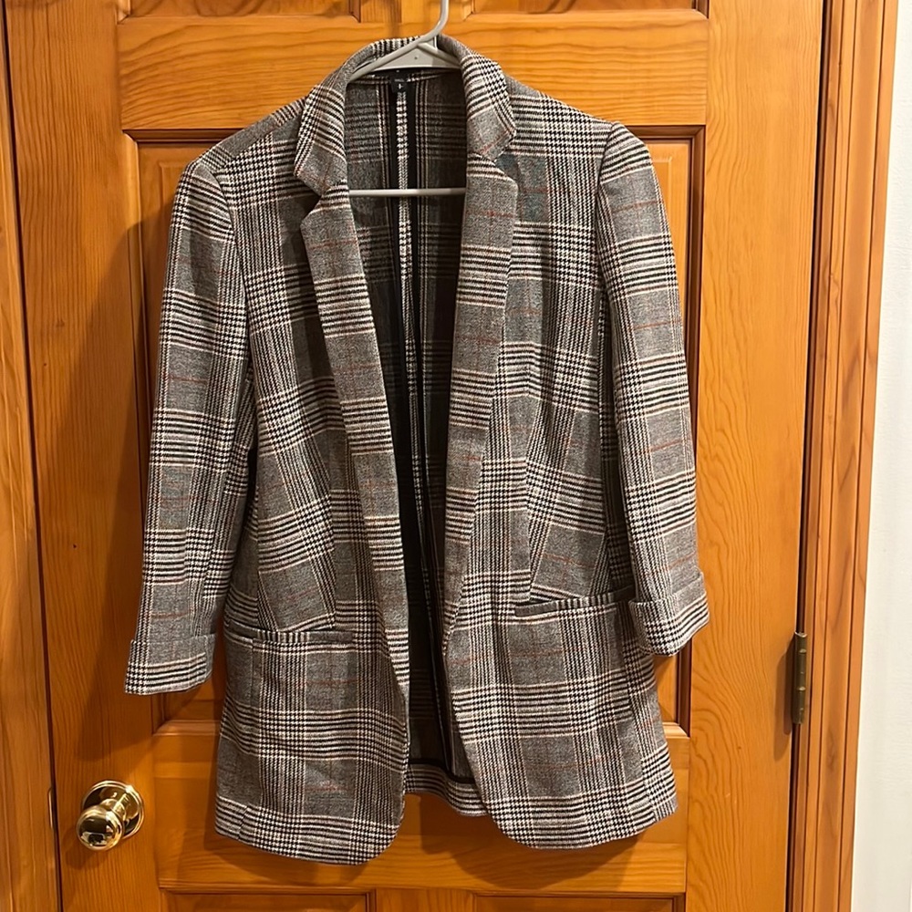 Express Plaid Boyfriend Blazer - S